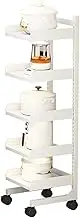 5-Tier Multifunctional Cast Iron Storage Rack, Adjustable Standing Pot Rack With Rolling Wheels For Pots And Pans