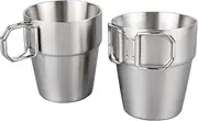 2 Pack 11OZ Stainless Steel Cups Unbreakable Metal Drinking Cups with Handle Stackable Reusable Outdoor Travel Coffee Cups for Kids Adults Home Camping