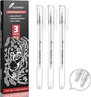GETHPEN White Gel Pens, 1.0mm Extra Fine Point Gel Ink Pen Set – Opaque Archival Ink Pens for Black Paper Drawing, Bullet Journaling & Art Highlight & Artists Drawing, 3 Pack