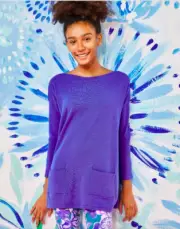 NEW Lilly Pulitzer GIRLS MINI COBO SWEATER Iris Blue Kids S XL 4 5 12 14