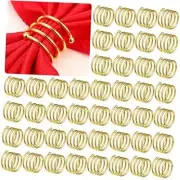 100 Pcs Gold Napkin Rings Metal Round Holders Buckles for Napkins Spiral