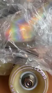 Pink Iridescent RollerSkates 9 Bright Pink Glowing Rainbow Roller Skate In-n-Out