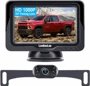 Leekooluu Backup Camera Rear View Monitor Kit HD 1080P for Car Truck Minivan Waterproof Night Vision DIY Grid Lines LK3