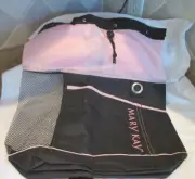 Mary Kay Beach Bag/Laundry Bag Drawstring Black/Pink Canvas+Mesh NEW