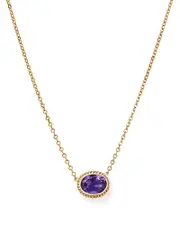 Amethyst Bezel Pendant Necklace in 14K Yellow Gold, 18