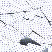 Rectangle Sequin 1.5" Purple Polka Dot on Silver Metallic