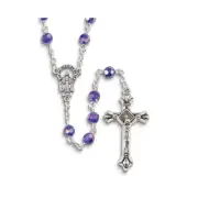 Blue Glass Beaded 20in Silver-tone Rosary GM28023