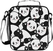 Cute Animal Panda Kids Lunch Bags for Girls Boys Bear Insulated Children Lunch Box Thermal Lunchbox Tote Bag with Adjustable Strap Leakproof Durable Lunch Cooler Bag for Child School Women