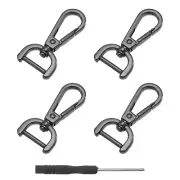 4Pcs Swivel Clasps, 0.6" D Ring Detachable Snap Hook with Screwdriver, Black