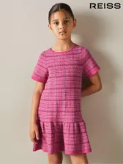 Reiss Pink Shona 9-13 yrs Cotton Blend Checked Smocked Dress (E86658) | $140