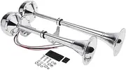 NovelBee 12v Stainless Steel Dual Trumpet Horn,125db Marine Boat Electric Horn for Ship Truck RV Trailer (Low and High Tone)