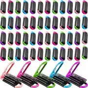 50 Pcs Travel Hair Brush for Women Men, Folding Hair Brush with Mirror, Compact Pocket Size Mini Hairbrush, Portable Foldable Hair Brush for Family, School, Car, Gym, Bag, Purse