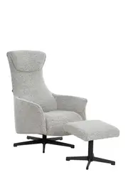 Miami Armchair with Footstool - Light Grey Recliner Chair with High-Density Foam