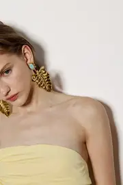 [Sylvia Toledano] Botanica Gold-Plated Amazonite Clip Earrings