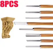 FIN 8Pack HSS Wood Lathe Chisel Cutting Carving Tool Wood Turning Tools for Hardwood