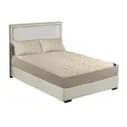 Beige 153cm Wide Mattress Cover Quilted Bed Sheet Protector w/ Pillowcases