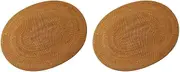 2X Rattan Woven Placemats Oval Round Table Mats Non Slip Heat Place Mat Natural Multipurpose Placemat 30X40cm