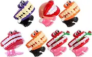 jojofuny 7Pcs Walking Teeth Toys Wind- up Chattering Teeth Smile Small Wind Up Toy Practical Joke Toys for Party Halloween Christmas Home Desktop Decoration, Random Color