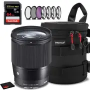 Sigma 16mm f/1.4 DC DN Contemporary Lens for Sony E (402965) Accessory Kit