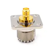 UHF PL259 SO239 To SMA 4 Hole Flange Panel Mount Coaxial Connector Adapter Plug