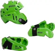 Proforce Lightning Martial Arts Protective Sparring Gear Bundle - Headgear, Gloves, Ultra Kicks (Green, Medium)