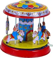 QUMIIRITY Cute Carousel Wind Up Vintage Clockwork Desktop Ornament Lightweight Safe Material Fun Party Favors Creative for Hours of Play