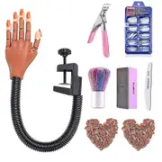 Sunrain Nail Practice Hand Compatible With Acrylic Nails-flexible Nail Training Hand Kit, Fake Mannequin Model Training Hand With 300 Pcs Nail Tips, N