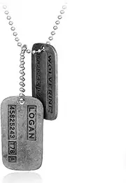 [Zingtsing] Wolverine Necklace- 2 Sided X-men James Logan Army Military Metal Pendant Chain Dog Tag Necklace