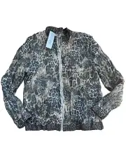 NEW CHICO’S Reversible Animal Print Zip Closure Jacket Coat sz 1