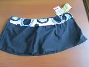 NWT $64 2Bamboo Flirty Hipster Skirted Bottom Print Sash w/ Ring Medium Blk