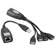 USB 2.0 RJ45 to 4 USB Ethernet Extender LAN Extension Cable Repeater Adapter