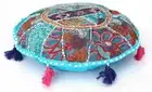 17" Floor Cushion Kids Pillow Throw Bohemian Patchwork Turquoise Blue Seating