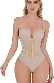 [Generic] Corset Bodysuit for Women Sexy Straps Jumpsuit Mesh Shapewear Slimming Backless Body Shaper
