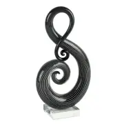 Elegant and Modern Murano Style Centerpiece Black and White Note, 12 Inches
