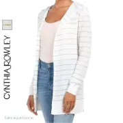 NWT Cynthia Rowley Lightweight Linen Blend Striped Hooded Cardigan M, L