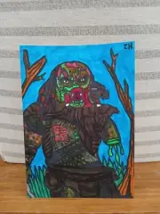 Drawing Berserker Predator Battle-damaged Alien Neca Hiya Horror Halloween Trees