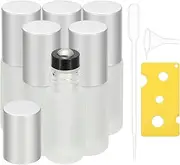 uxcell 6 Pcs Essential Oil Roller Bottles, 5ml/0.17oz Glass Roller Bottle Refillable Mini Leak-proof Roll on Bottles Containers for Essential Oils Perfume Fragrance, Frosted Transparent