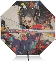 [PDZRMY] Samurai Colors Katana UV Protection Travel Umbrella Compact for Rain and Sun - Auto Open and Close UPF 50+ Windproof Portable 46” Sun Umbrella for Women and Men