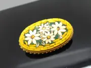 Unique Vintage Micro Mosaic Millefiori Daisy Brooch Pin 1960's