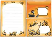 Writing Paper Set Letter Pad with Envelope for Children Construction Site Boys (Pad A5 with 25 Sheets + 15 Envelopes)