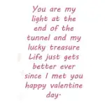 YOU ARE MY LIGHT AT THE END OF THE TUNNEL AND MY LUCKY TREASURE LIFE JUST GETS BETTER EVER SINCE I MET YOU HAPPY VALENTINE DAY.: VALENTINE DAY GIFT BL