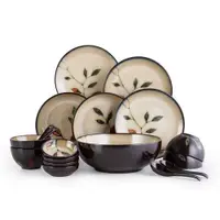 在飛比找ETMall東森購物網優惠-美式創意陶瓷小飯碗 手繪葉子窯變釉手工碗深盤大湯碗平盤家用