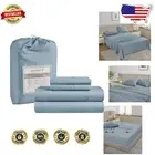 Luxurious 100% Cotton Full Size Bed Sheets Set - 450 Thread Count, French Blue
