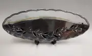 New Lenox Silver Bread Tray Olive Branch W/ Scalloped Edge 17.5 in x 6.5"
