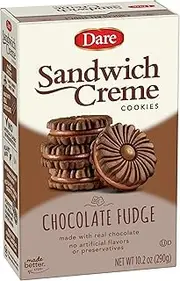 Dare Chocolate Fudge Sandwich Crème Cookies, Plant Based, Kosher, 10.20 Ounces (Pack of 12)