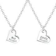 Sterling Silver Big Sister & Little Sister Pendant Set