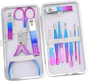 KALLORY Compact Lightweight Manicure Set 12pc Stainless Steel Nail Tools Eyebrow Scissors Fingernail Clippers Nail Art Tools