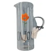 Rae Dunn Enjoy Orange Flower Clear Glass Pitcher