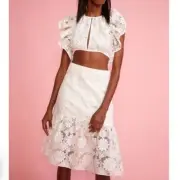 Cynthia Rowley white Maya tiered lace skirt size 4