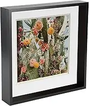 Nicola Spring 10 x 10 3D Shadow Deep Box Photo Frame - Craft Display Picture Frame with 8 x 8 Mount - Black